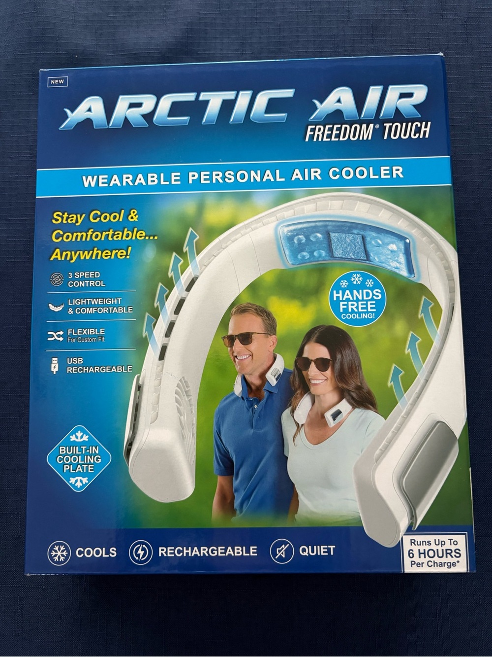Arctic Air Freedom Touch Wearable Personal Air Cooler - White/Blue